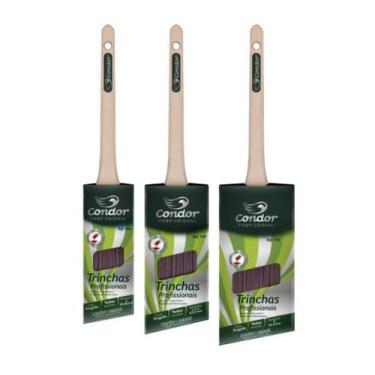 Imagem de Kit 3 pincel trincha angular recorte profissional 704 condor