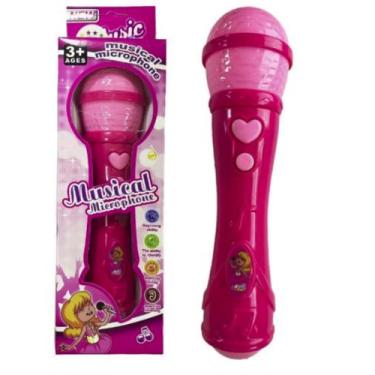 Imagem de Microfone Infantil Rosa Voz De Verdade Toca Musica Brinquedo - toy kin