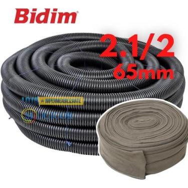 Imagem de Kit 50M Tubo Dreno Corrugado + Camisa Geotextil 2.1/2 65Mm - Maxdreno 