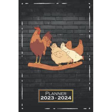 Imagem de Planner 2023-2024: Chicken, Farmer | Softcover, A5 (6x9) | One Week on a Double Page | From Monday to Sunday | Diary | Motif | qb1