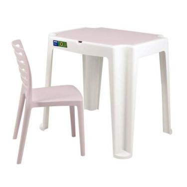Imagem de Conjunto Infantil De Mesa E Cadeira Tramontina Beni Rosa Em Polipropil