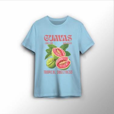 Imagem de Camiseta Estampada com Goiabas, Estampa Tropical - Lobo Sete, GG, Azul