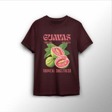 Imagem de Camiseta Estampada com Goiabas, Estampa Tropical - Lobo Sete, GG, Bord