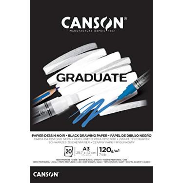 Imagem de Canson 20 folhas de papel de desenho graduado preto colado pequeno lado A3 120 gsm