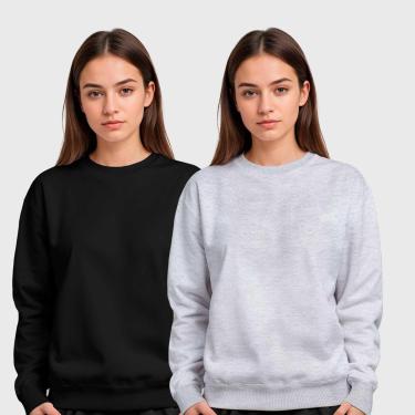 Imagem de Kit 2 Blusas de Frio Moletom Gola Redonda Feminina Benellys-Feminino