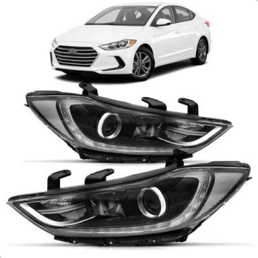 Imagem de Par Farol Elantra 2017 2018 Com Projetor Sem Led Com Motor  - TYC