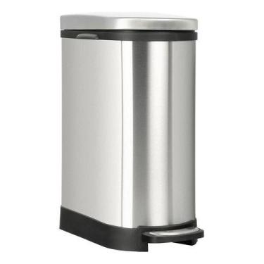 Imagem de Lixeira Cromada Retangular Estreita Com Pedal 10 Litros - Just Home Co