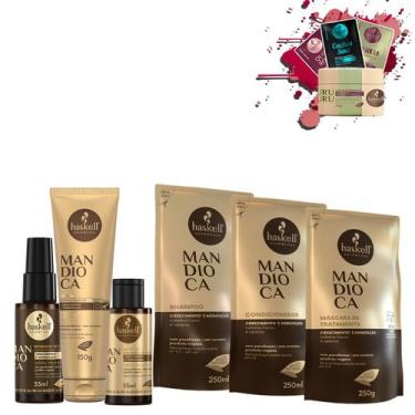 Imagem de Kit Refil Haskell Mandioca Sh Cond Masc 250Ml/G + 3 Itens