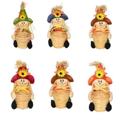 Imagem de Kit Decoração Festa Junina Espantalho Cesto 6 Peças 26X11CM - Wincy Ar
