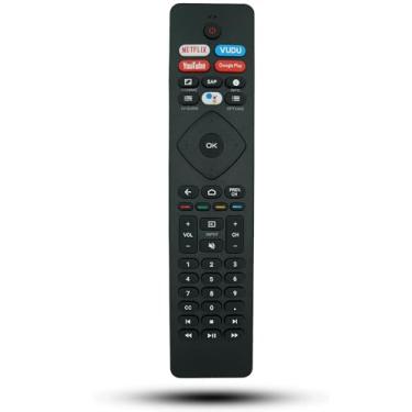 Imagem de Controle remoto de substituição por voz NH800UP sub RF402A-V14 BT800 compatível com Philips 4K UHD HDR LED Android Smart TV com Google Assistant, botões Netflix Vudu YouTube Google Play