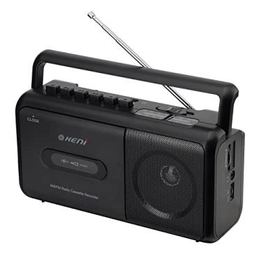 Imagem de G Keni Leitor de cassete portátil Boombox rádio AM/FM, gravador de fita casette com conector de fone de ouvido operado por bateria ou alimentado por CA