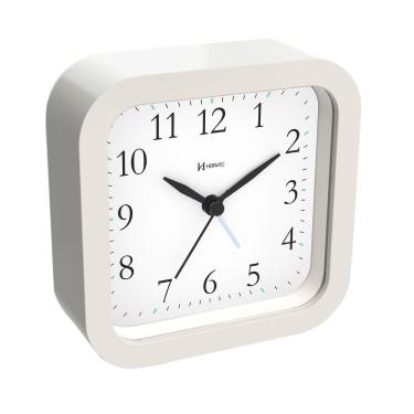 Imagem de Relógio Despertador Herweg Quartz Sem Tic Tac Branco Fosco 2645-132 único