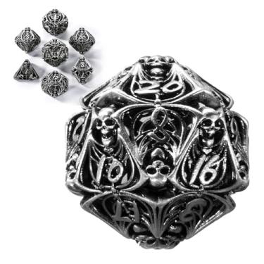 Imagem de Skull Metal DND Dice Set for Stunning D&D Dungeons and Dragons Dice Set Polyhedron Dice Unique Magic RPG Role Playing Game 7PCS Pathfinder D&D Set Collection Gifts with Gift Metal Box