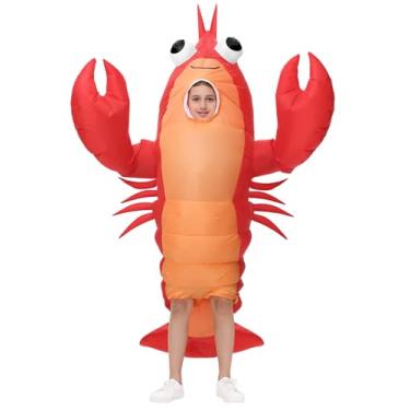 Imagem de Fantasia inflável de lagosta para crianças, fantasia engraçada de lagosta de Halloween com pinças enormes para meninos e meninas cosplay