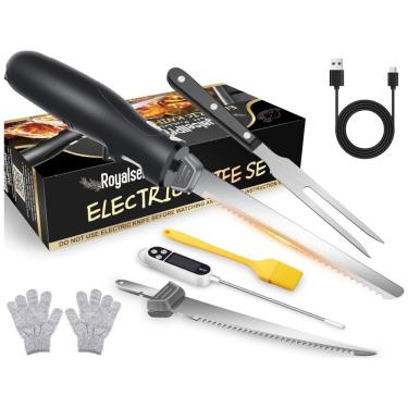 Imagem de Conjunto de Facas Elétricas Recarregáveis Sem Fio com Estojo - Lâminas Serrilhadas, Emp...