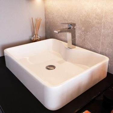 Imagem de Cuba de Apoio para Banheiro/lavabo Cerâmica Quadrada 40 Cm Manplex