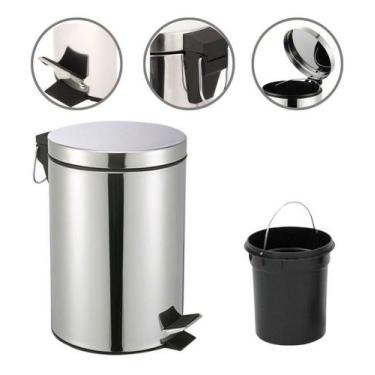 Imagem de Lixeira Aço Inox c/ Pedal e Balde 12 Litros Cozinha Banheiro - Clink, 