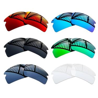 Imagem de MYCOURAG 6 pares de lentes de reposição para óculos de sol Oakley Flak 2.0 XL OO9188 - preto sólido + esmeralda + azul gelo + vermelho fogo + titânio + transparente HD