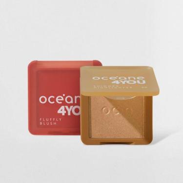 Imagem de Kit Blush Cremoso Coral + Iluminador Facial Dourado 4you (2 Produtos) 