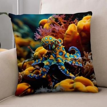 Imagem de Hvednze Capas de almofada coloridas de polvo subaquático de veludo para sofá fronha quadrada para carro decoração de casa 45 x 45 cm