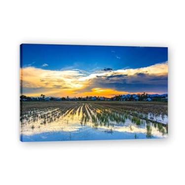 Imagem de Sky Realm Mountain Cottage Serenity – Arte de parede vida no campo, impressão em tela aconchegante gratuita para casa 50 x 75 cm emoldurada