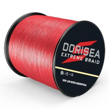 Imagem de Dorisea Linha de pesca trançada Extreme Braid 100% Pe vermelha 109 jardas-2187 jardas 2,7-249,5 kg fio de pesca de teste superlinha (1000 m/1093 jardas 4,5 kg/0,14 mm)