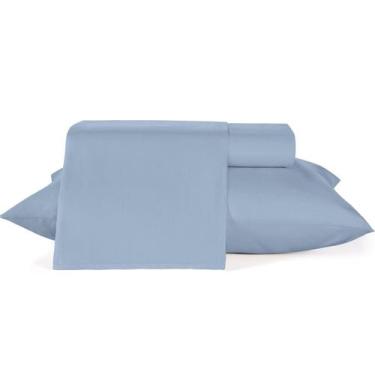 Imagem de Jogo Cama Solteiro Diamante Azul Hotel 100% Algodão 150 Fios Teka