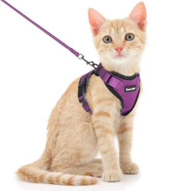 Imagem de Conjunto de arnês e coleira para gatos Dooradar Escape Proof Purple S