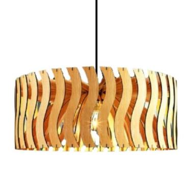 Imagem de Luminária Teto Tipo Pendente Senna Mdf - Completa - Onda Mdf Cru - LEN