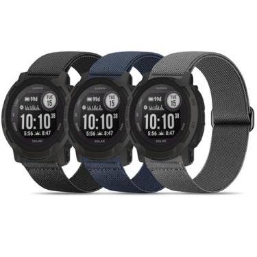 Imagem de Bolesi Pacote com 3 pulseiras de relógio de nylon elástico compatíveis com Garmin Instinct 2/3 de 45 mm/1 Solar, pulseira esportiva macia respirável ajustável de 22 mm para Instinct 2 Surf/Tactical
