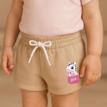 Imagem de Short Moletinho Infantil Feminino Estampado Zebra no Bolsinho Modernin