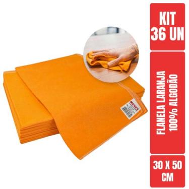 Imagem de Flanela Laranja 30x50 Para Limpeza Geral - 36 Unidades - Neves