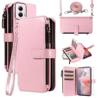 Imagem de Asuwish Capa de celular para Motorola Moto G Power 5G 2024 capa com protetor de tela de vidro temperado e cordão com zíper carteira suporte para cartão suporte protetor acessórios de celular G5