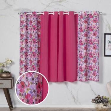 Imagem de Cortina Florata 2,00 Largura x 1,40 Altura Estampada Janela Casa Cozin