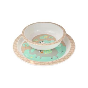 Imagem de Kit Prato e Tigela Infantil Resistente com Estampa Safari - Clingo - B