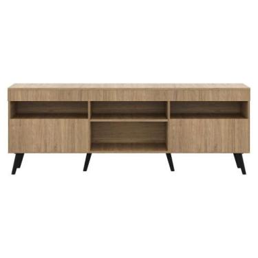 Imagem de Rack Retrô Para Até 65 Com 2 Portas Rustic/Branco - MULTIMOVEIS