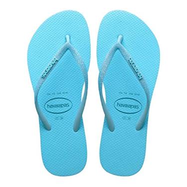 Imagem de Chinelo Slim Glitter Neon, Havaianas, Feminino, Azul Water, 39/40