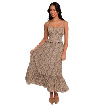 Imagem de Petal & Pup Vestido feminino Karie Midi verde-oliva/roxo escuro, Oliva, P