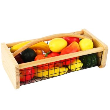 Imagem de Cesta de colheita de jardim, jardinagem de madeira durável, adequado para cozinha, piquenique e colheita ao ar livre