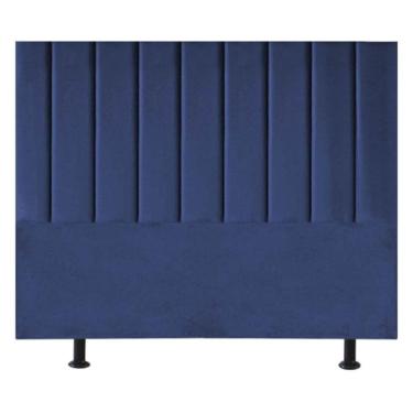Imagem de Cabeceira Estofada Cama Box Queen 160 Cm Sophia Carla Suede Azul Marinho