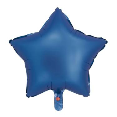 Imagem de BALAO CROMADO ESTRELA C/CANUDO AZUL 18"