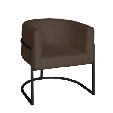 Imagem de Poltrona Base Industrial Preto Sala De Estar Lety Veludo S05 - D'rossi Cor Chocolate