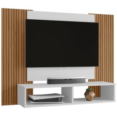 Imagem de Painel Suspenso Tv 48 Pol 120 Cm Navi Branco Ripado Bechara Branco Ripado