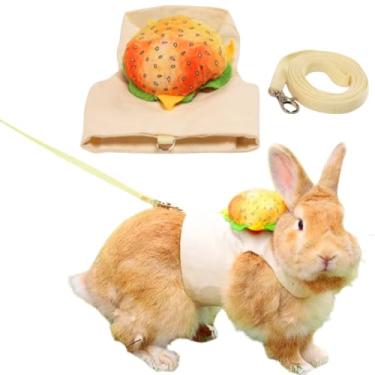 Imagem de Conjunto de coleira e arnês de coelho à prova de fuga, colete de coelho, à prova de fuga, treinamento de caminhada para animais de estimação pequenos, furão esquilo, porquinho-da-índia, coelhinho