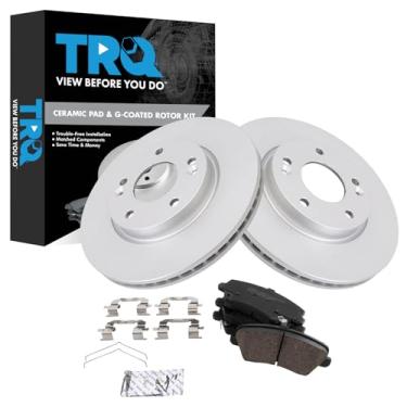 Imagem de TRQ Kit de Pastilha de Freio e Rotor Cerâmica Premium G-Coated Compatível com Hyundai Elantra GT Veloster 2017-2018 Kia Forte Forte5 2016-2017