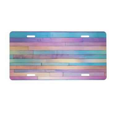 Imagem de Placa de licença de praia colorida de madeira para placas dianteiras de carro Metal de alumínio adequado para caminhão, placa de porta de carro, bar, café, acessórios automotivos para homens e