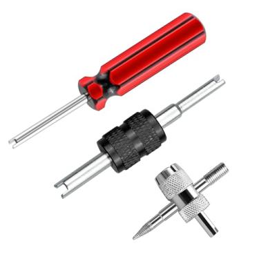 Imagem de Osilly 3 peças de ferramentas de haste de válvula de pneu de carro, extrator de remoção de núcleo de válvula A/C de veículo de cabeça dupla, ferramenta de reparo de linha de ar condicionado de 4 vias