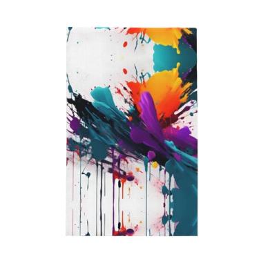 Imagem de XLLingL Toalhas de cozinha de waffle com estampa de respingos de tinta, panos de prato de microfibra, para decoração e limpeza de cozinha - 1 peça