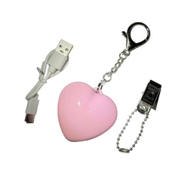 Imagem de WeiLaiKeQi Luminária de bolso em formato de coração, compacta e prática, com chaveiro para pendurar, ideal para o Dia dos Pais, aniversários e Dia dos Namorados, Rosa