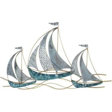 Imagem de Decoração De Parede De Veleiro De Metal Rústico, Esculturas De Parede De Navio Náutico 3d, Veleiro De Praia Costeira Feito à Mão, Decoração De Arte De Parede De Sala De Jantar Para Sala De